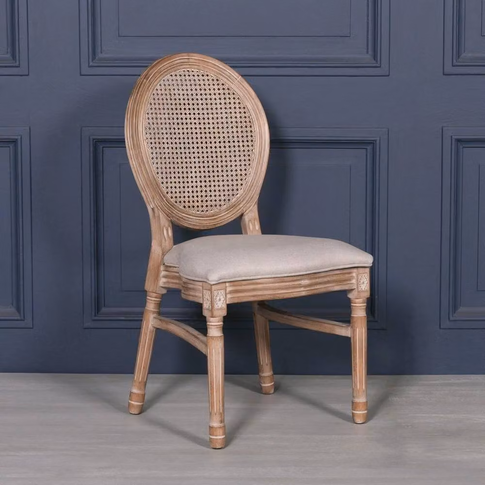 FLAVORA Stackable French Style Bergere Wooden Dining Chair in Brown – 3