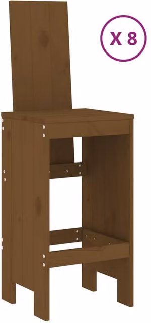 Berkfield Home Beautiful 9 Piece Garden Bar Set in Honey Brown Solid Pine Wood – 1