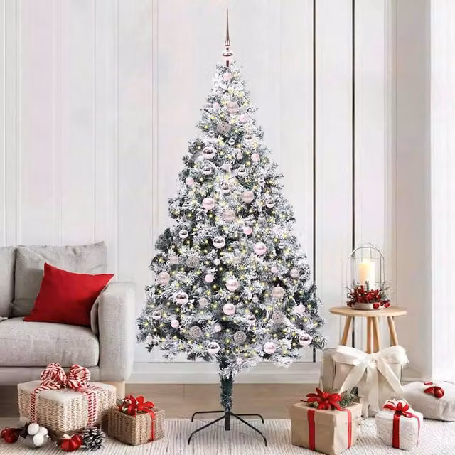 Berkfield Home Artificial Green Christmas Tree with 300 LEDs and Stand, Height: 210 cm – 1