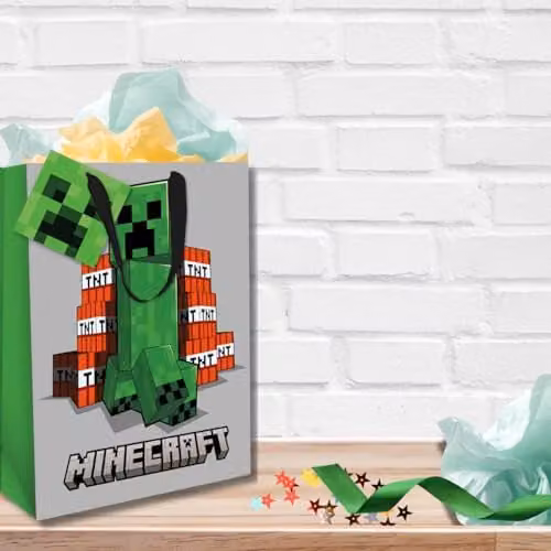 Official Minecraft Multicolour Paper Gift Bag for Birthdays and Parties – 2