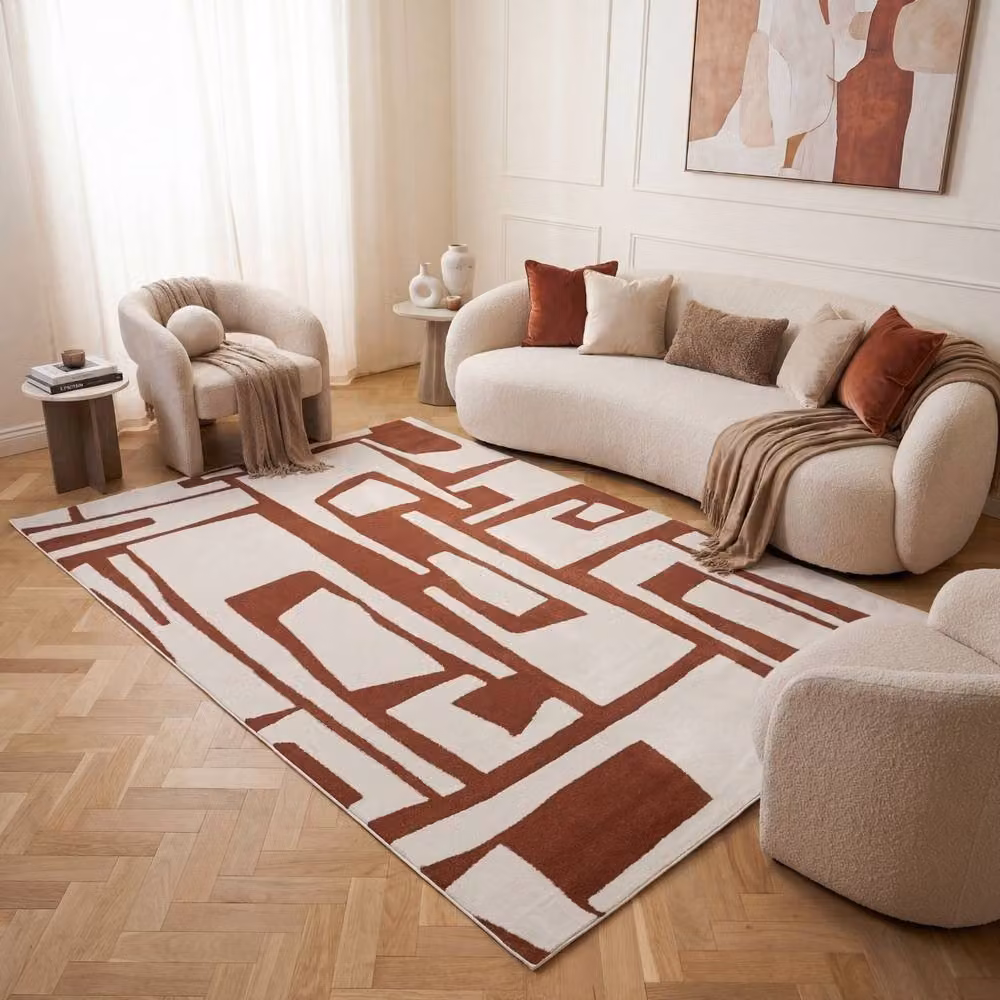 THE RUGS Loft Abstract Soft Pile Area Rug in Terracotta, W: 200 cm, D: 290 cm – 3