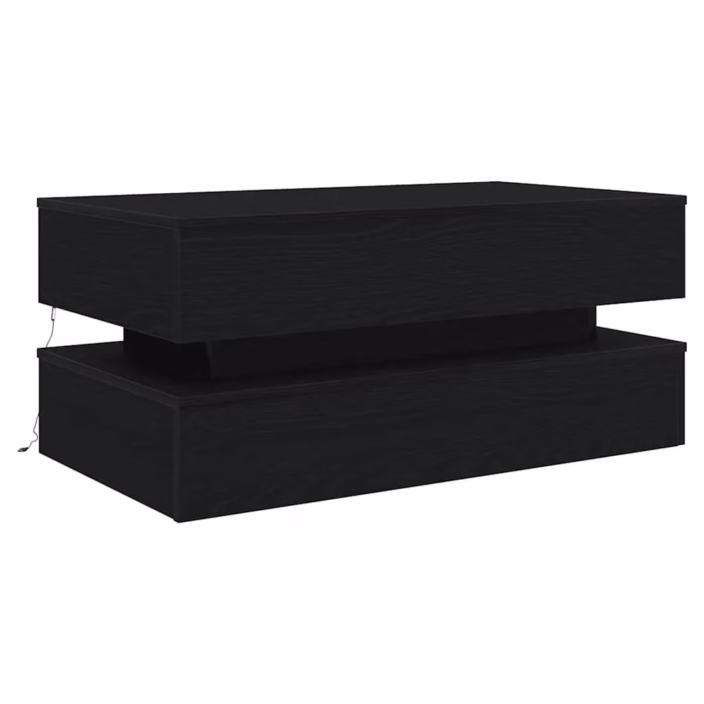 Berkfield Home Modern Black Oak Coffee Table with LED Lights W/D/H: 90 x 50 x 40 cm – 1