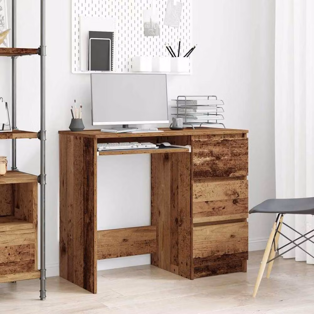 Berkfield Home Modern Writing Desk in Brown, Engineered Wood, W/D/H: 90 x 45 x 76 cm – 2