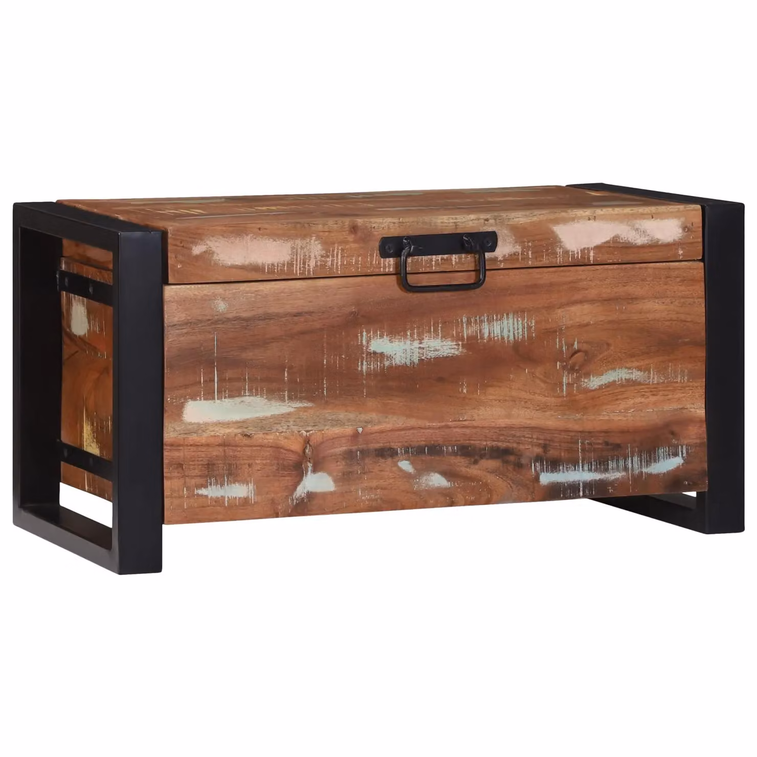 Berkfield Home Rustic Brown Solid Reclaimed Wood and Metal Storage Chest, W/D/H: 60 x 30 x 30 cm – 2