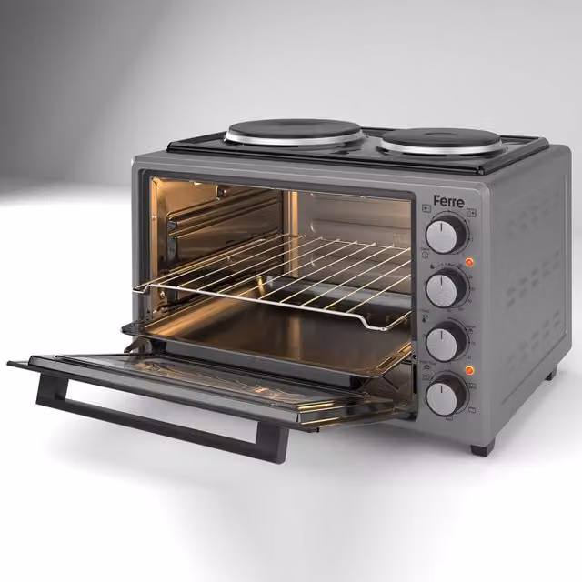 Ferre 35L Turbo Mini Oven with 2 Plate and Grill, Grey