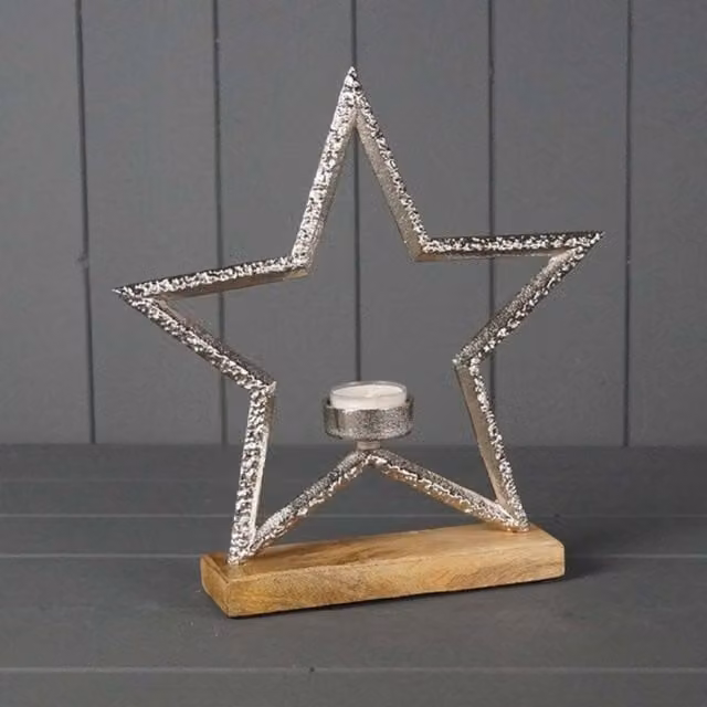 KDMD Modern Silver Metal Star Tealight Holder