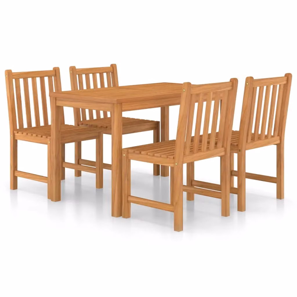 Berkfield Home 5 Piece Garden Dining Set in Brown Solid Teak Wood – 2
