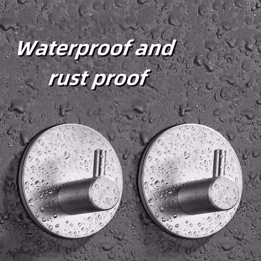 VOGREX 20-Piece Waterproof Stainless Steel Adhesive Wall Hooks in Silver – 3