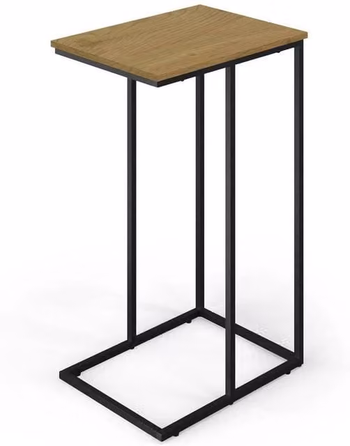 FORGEVIO Wild Oak C-Shaped Industrial Side Table with Steel Frame, W/D/H: 66 x 30 x 30 cm
