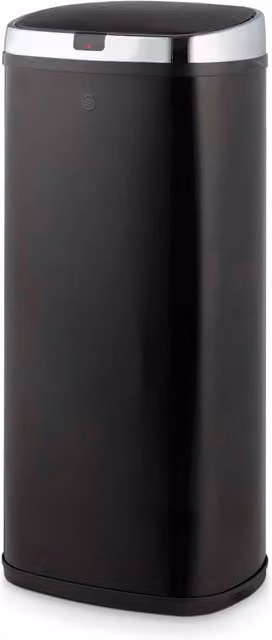 Swan 50L Square Sensor Bin in Black Coated Steel