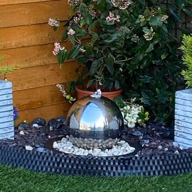 Tranquillity Water Features Modern Stainless Steel Solar Sphere Water Feature in Grey