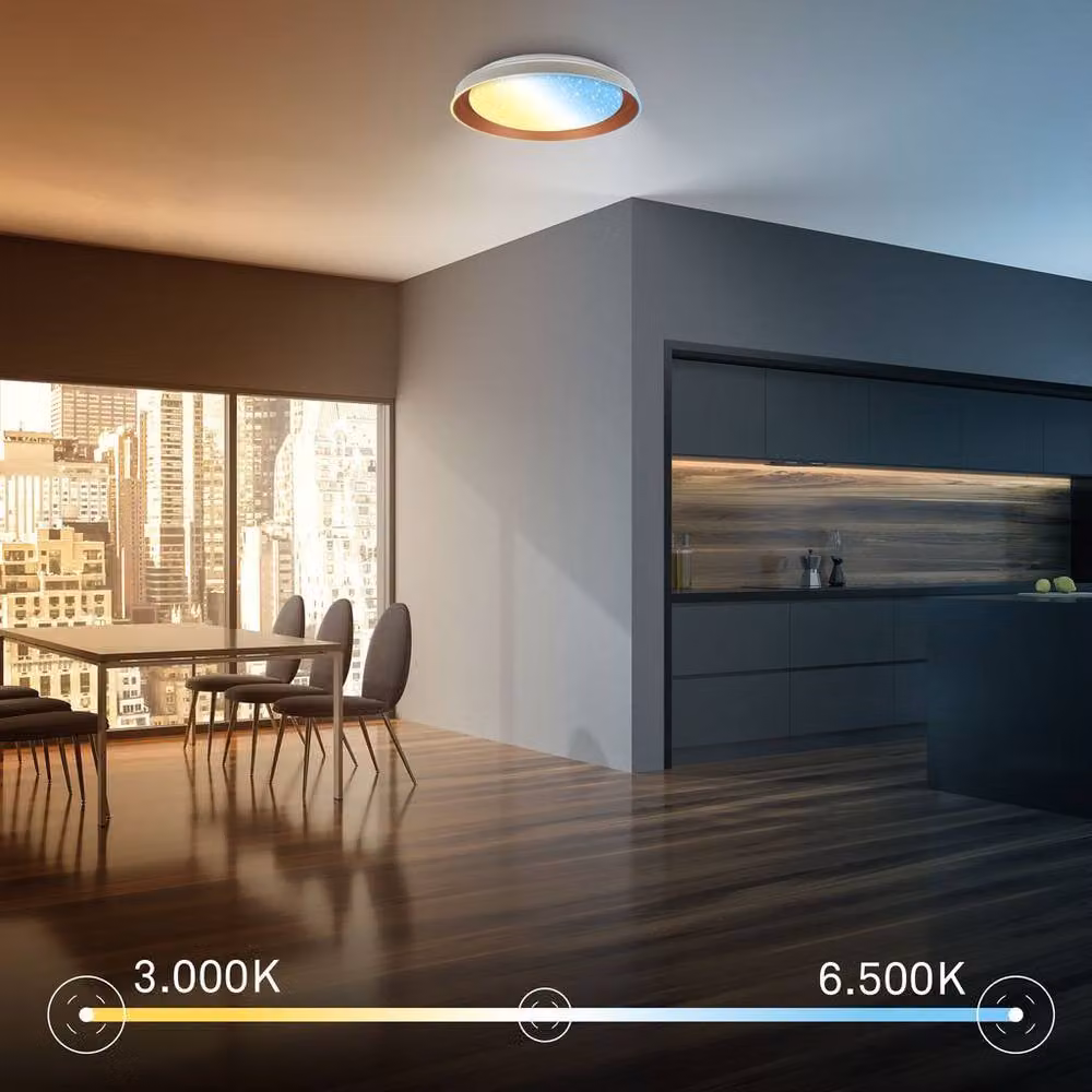 Briloner LED Ceiling Light with Starry Sky Effect, Dimmable with Remote Control and Timer, Warm Grey Coffee, W/D/H: 43 x 43 x 8 cm – 4
