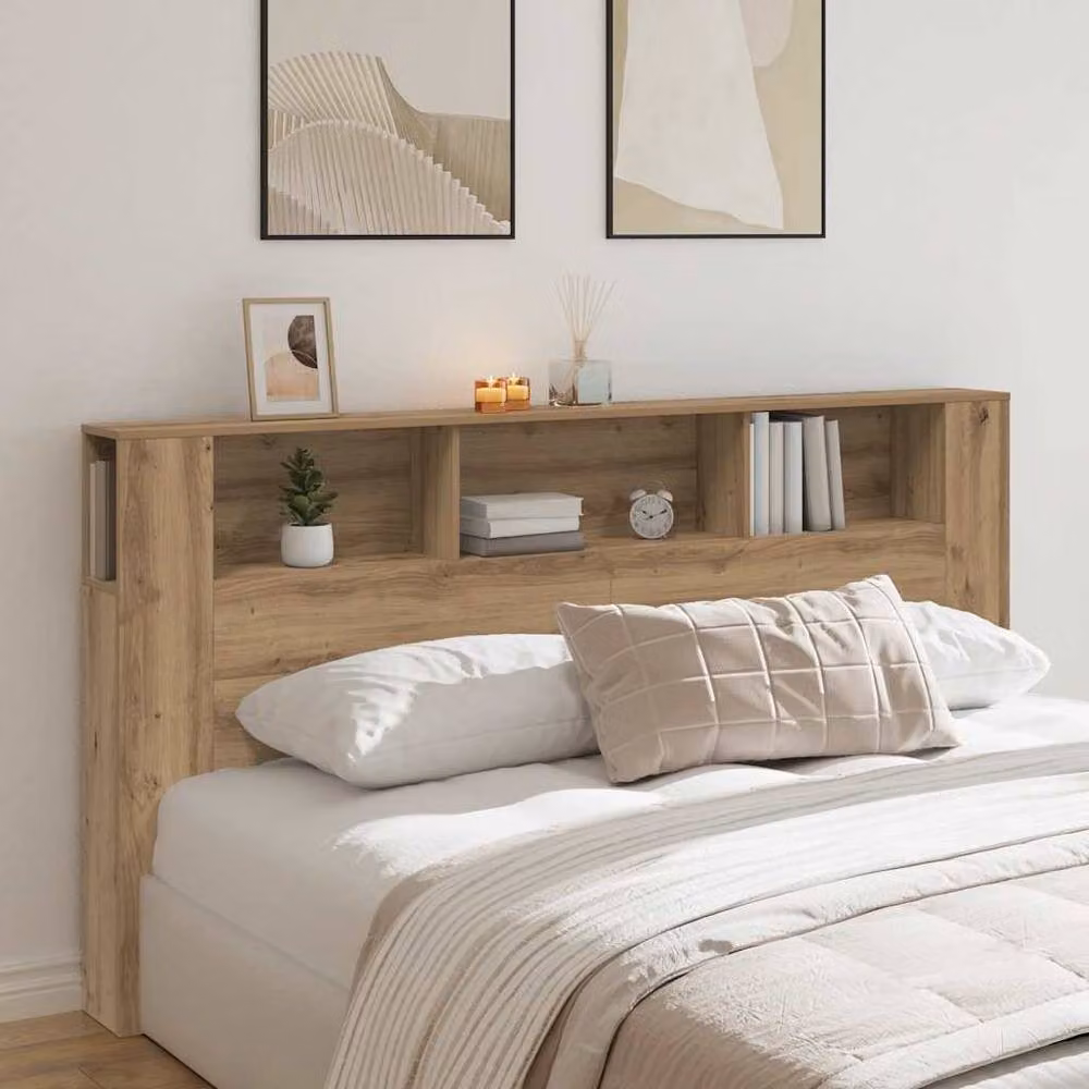 Berkfield Home Artisan Oak Headboard Cabinet in Brown, W/D/H: 200 x 18.5 x 102.5 cm – 2