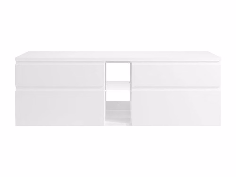 Vente-unique Magdalena II Suspended Bathroom Unit in White, W/D/H: 150 x 50 x 46 cm – 2