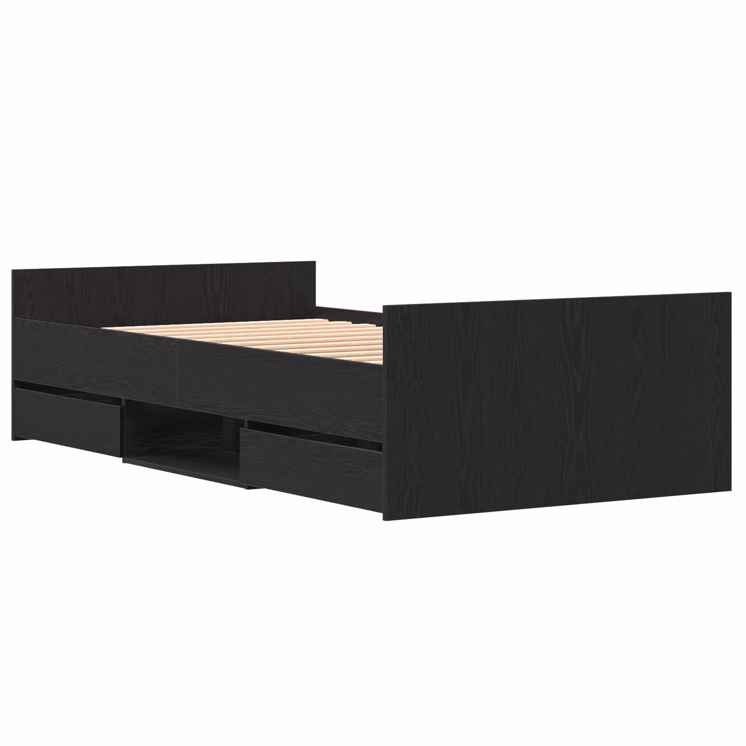 Berkfield Home Modern Bed Frame in Black Oak with Drawers, W/D/H: 90 x 200 cm – 2