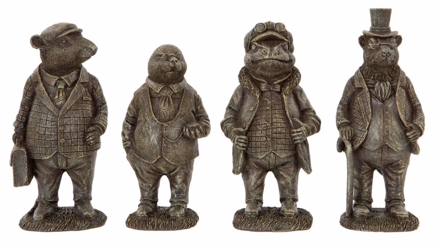 Inspirational Gifting Wind in the Willows Miniature Character Garden Sculptures, Set of 4, Bronze, Height: 14 cm – 2