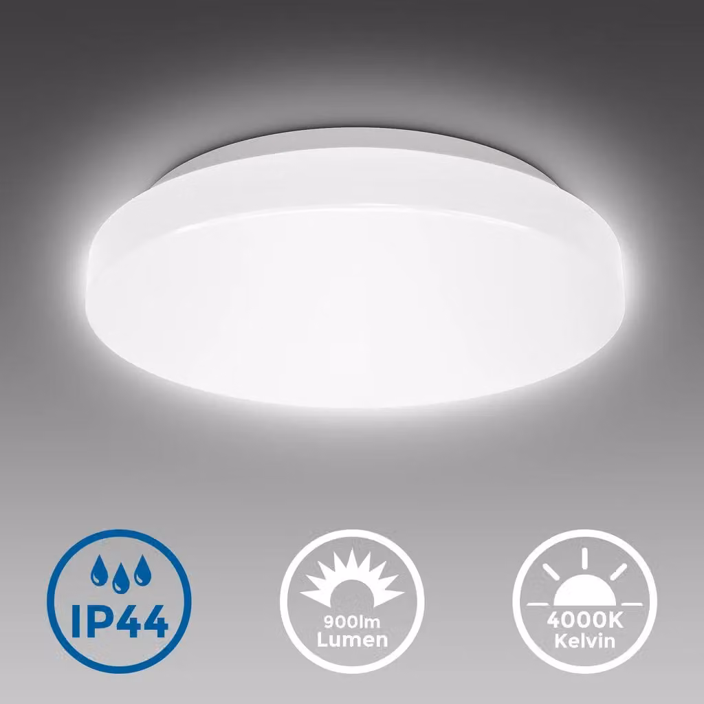 B.K.Licht Modern White LED Bathroom Ceiling Light, 10W, 900Lm, Neutral White 4000K, IP44, Diameter: 22 cm – 2