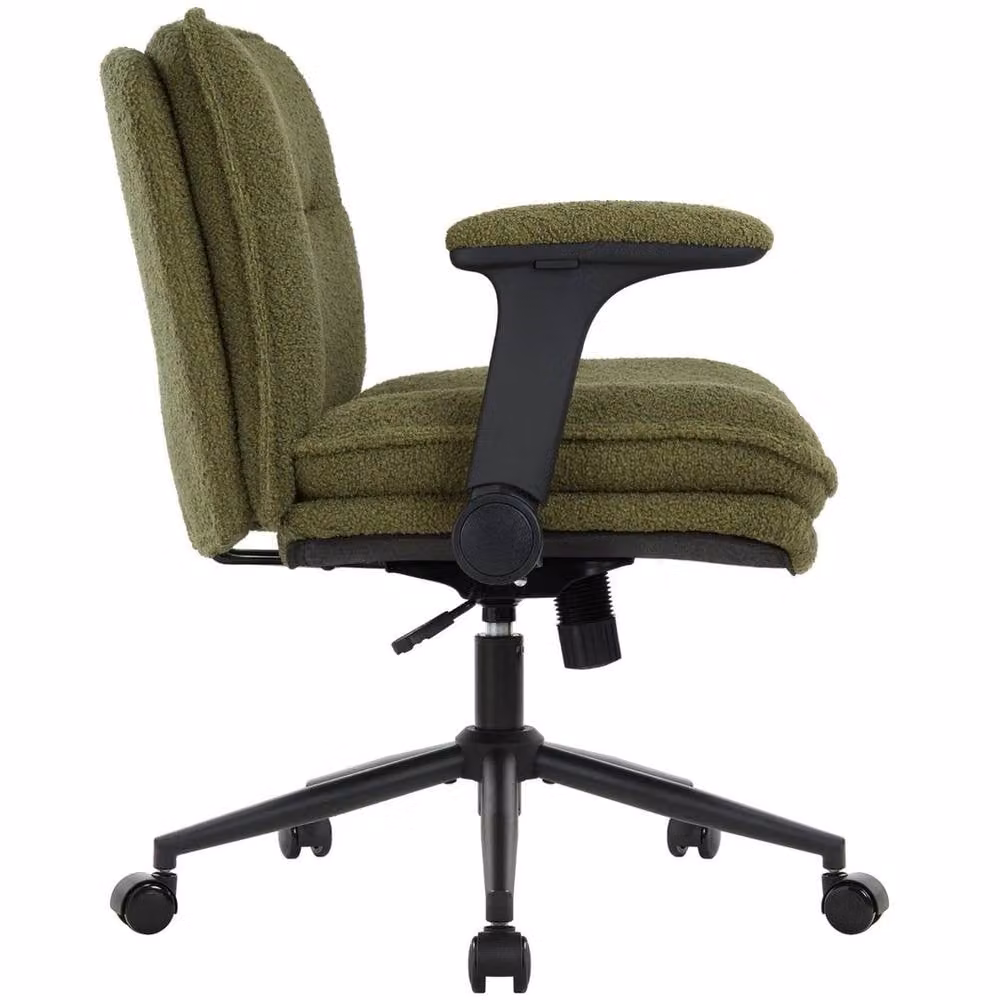 KORVIXA Green Bouclé Ergonomic Accent Chair with Flip-Up Arms – 3
