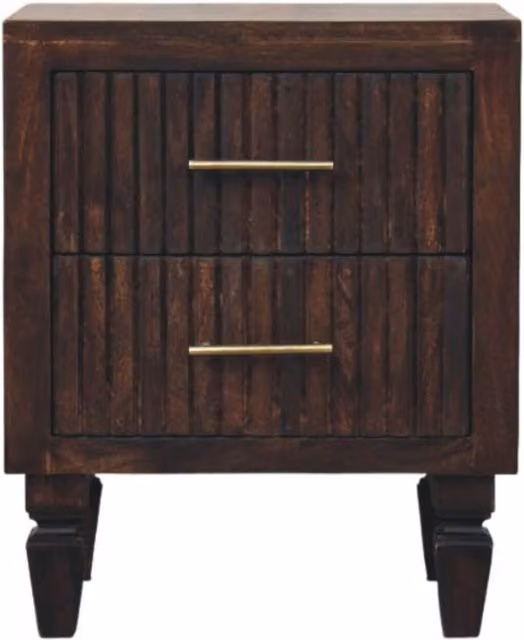 Artisan Furniture Mango Wood Modern 2 Drawer Nightstand in Brown