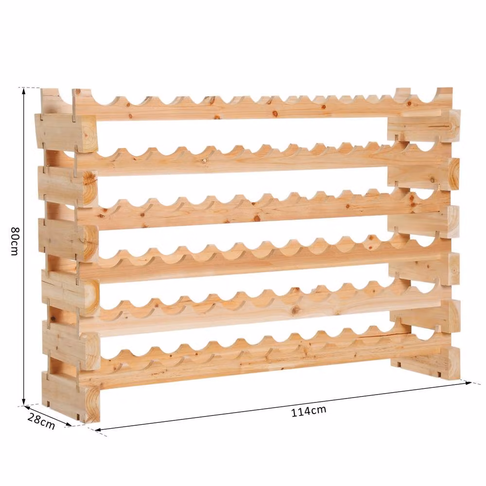 STILVORA 6 Tier Freestanding Wine Rack for 72 Bottles in Natural Wood – 3
