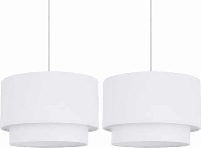 First Choice Lighting Pair of White 2 Tier Fabric Ceiling Light Shades