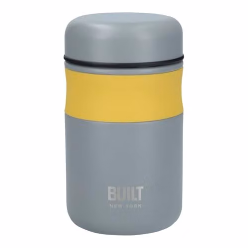 BUILT Stainless Steel Double Wall Vacuum Insulated Food Flask, Grey, 490 ml – 1