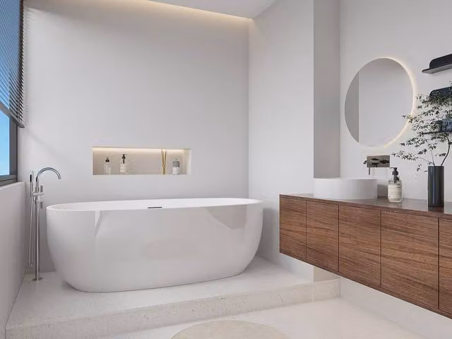 Vente-unique Freestanding Oval Acrylic Bathtub in White, W/D/H: 170 x 80 x 58 cm