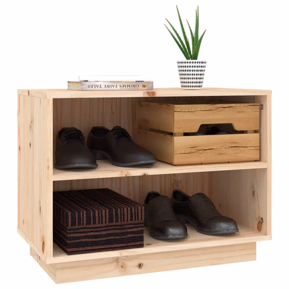 Berkfield Home Solid Wood Pine Shoe Cabinet in Brown, W/D/H: 60 x 34 x 45 cm – 2