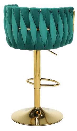 HYGRAD BUILT TO SURVIVE Set of 2 Dark Green Velvet Upholstered Adjustable High Swivel Breakfast Bar Stools with Gold Metal Base – 7