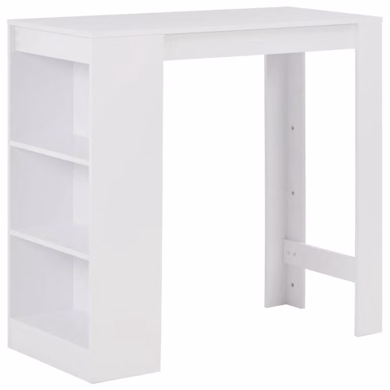 Berkfield Modern White Home Bar Table with Shelf, W/D/H: 110 x 50 x 103 cm