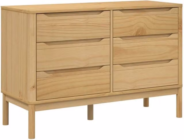 Berkfield Home Floro Chest of Drawers in Wax Brown Solid Pine Wood