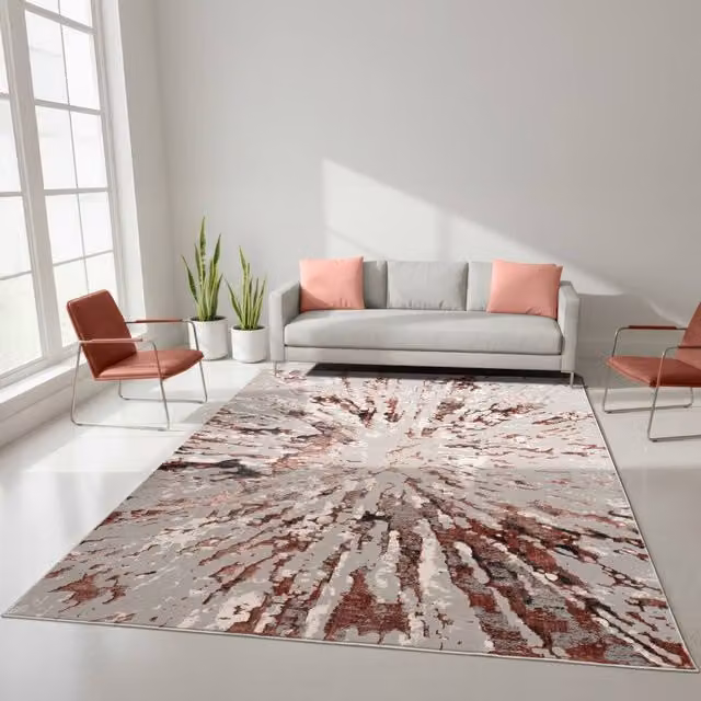Smart Living Luxury Soft Modern Shimmer Sunset Rug in Pink, W: 160 cm, D: 230 cm