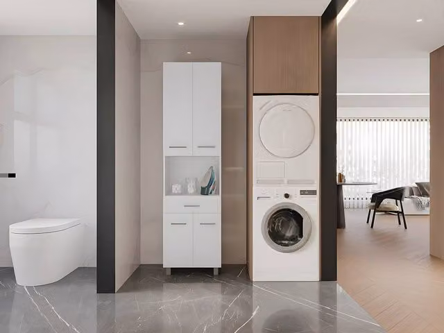 Vente-unique MINELA Free-Standing Bathroom Column in White