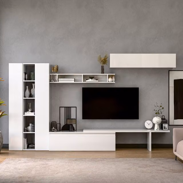 Decorotika Ghent Wall Mounted Entertainment Center in High Gloss White