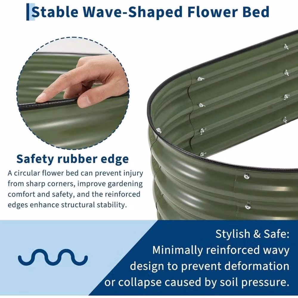 VOGREX 2 Pack Steel Raised Garden Bed Kit in Green, W/D/H: 180 x 90 x 30 cm – 6