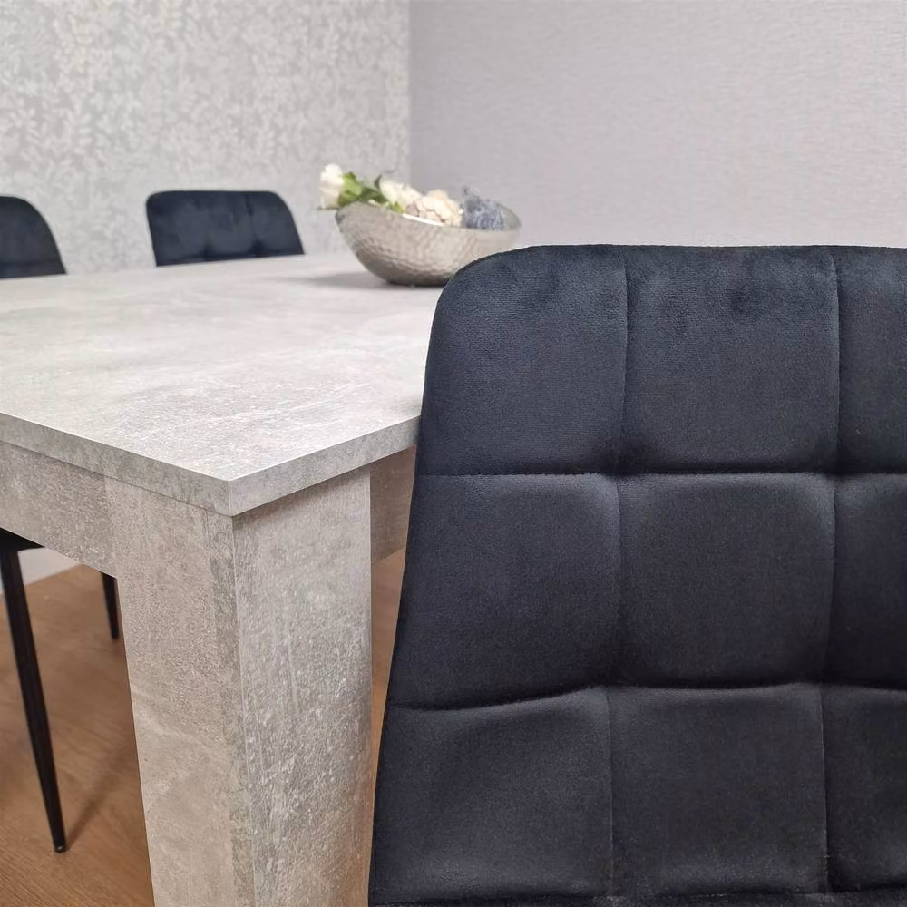 KOSY KOALA Modern Rectangular Dining Table Set with 4 Grey Velvet Chairs, W/D/H: 80 x 80 x 75 cm – 2