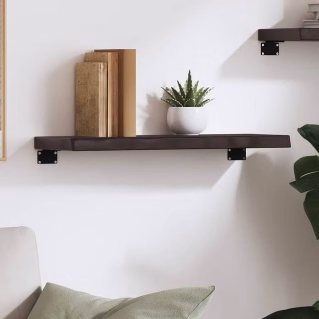 Berkfield Home Wall Mounted Rustic Oak Shelf in Dark Grey, W: 60 cm, D: 20 cm, H: 4 cm