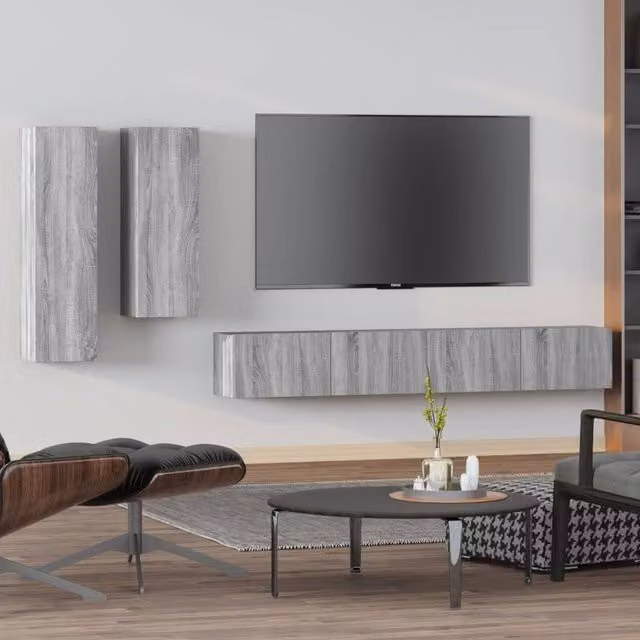 Berkfield Home 4 Piece Grey Sonoma TV Cabinet Set in Engineered Wood – 1