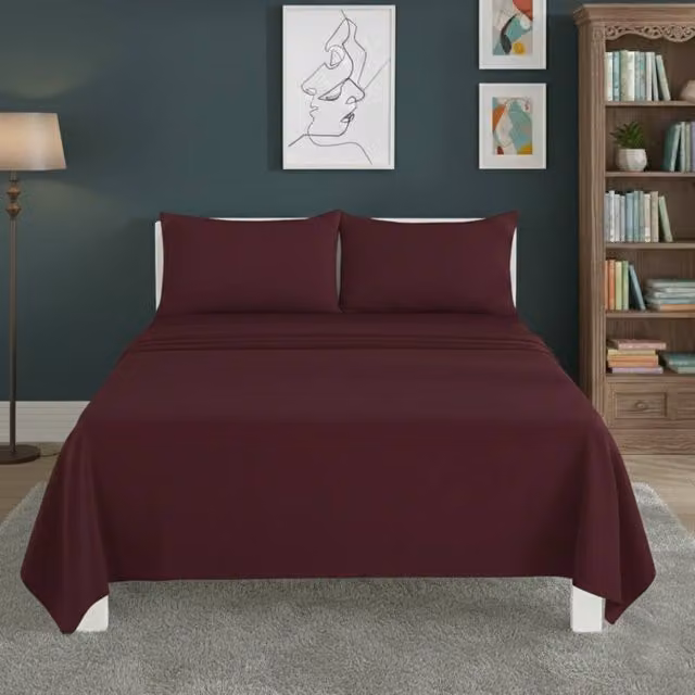 Snug City Easy Care Polycotton Flat Bed Sheet in Red, Size: Double (140 x 200 cm) – 1