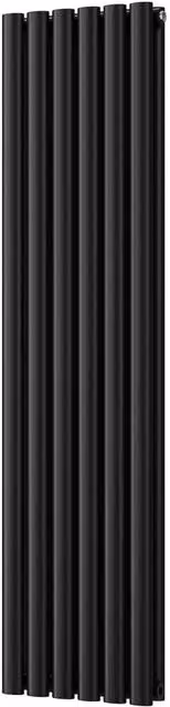 Omeara Black Vertical Double Panel Wall Radiator, W: 34.8 cm, H: 140 cm