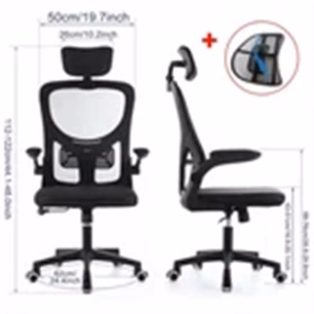 Nordara Ergonomic Fabric Office Chair with Adjustable Headrest and Armrests in Black – 2