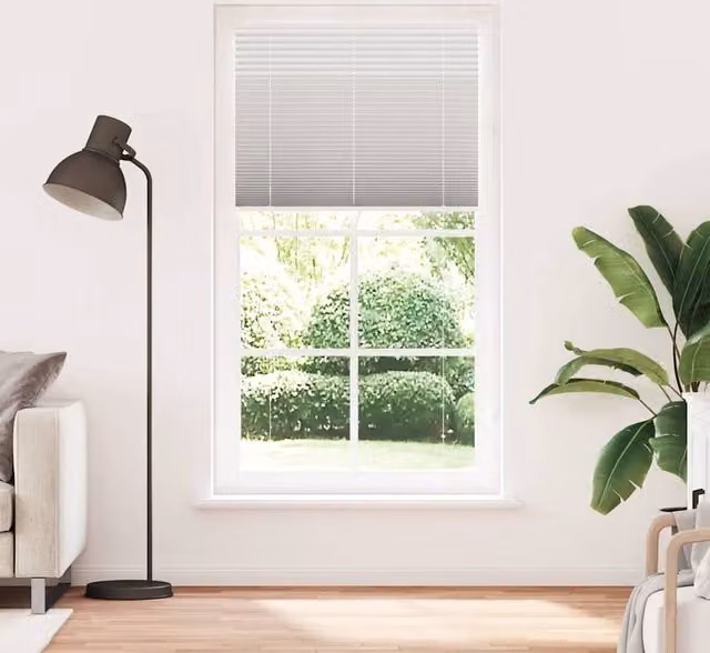 Berkfield Home Single Pleat Polyester Blind in Light Grey, W: 110 cm, H: 200 cm