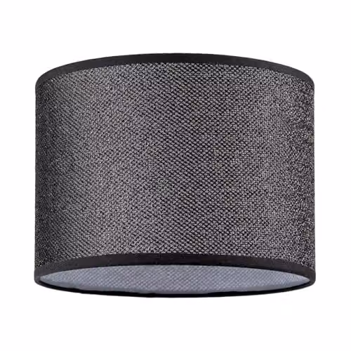 Happy Homewares Modern Mini Diamond Black Glitter Fabric Cylinder Lamp Shade, Diameter: 25 cm