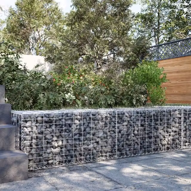 Berkfield Home Silver Galvanised Steel Gabion Basket with Cover W/D/H: 200 x 50 x 50 cm – 1