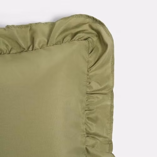 OHS Set of 4 Olive Green Frill Edge Throw Pillow Covers, W/D/H: 45 x 45 x 45 cm – 4