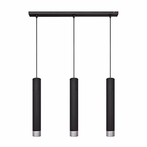 Netlighting Helam Tuba Straight Bar Pendant Ceiling Light in Black and Chrome, W: 60 cm – 1