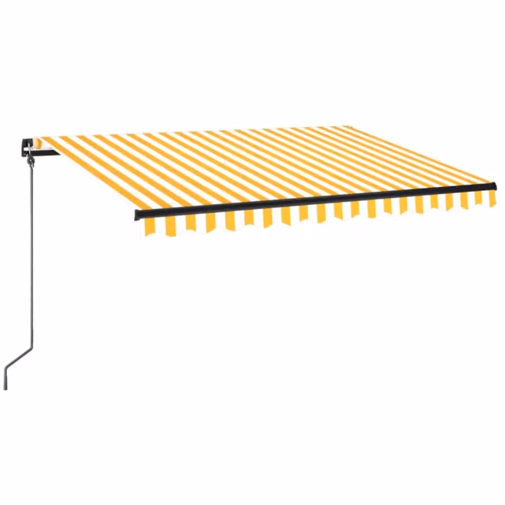 Berkfield Home Manual Retractable Awning with LED, Yellow and White Striped Polyester Fabric, W/D/H: 350 x 250 cm – 2