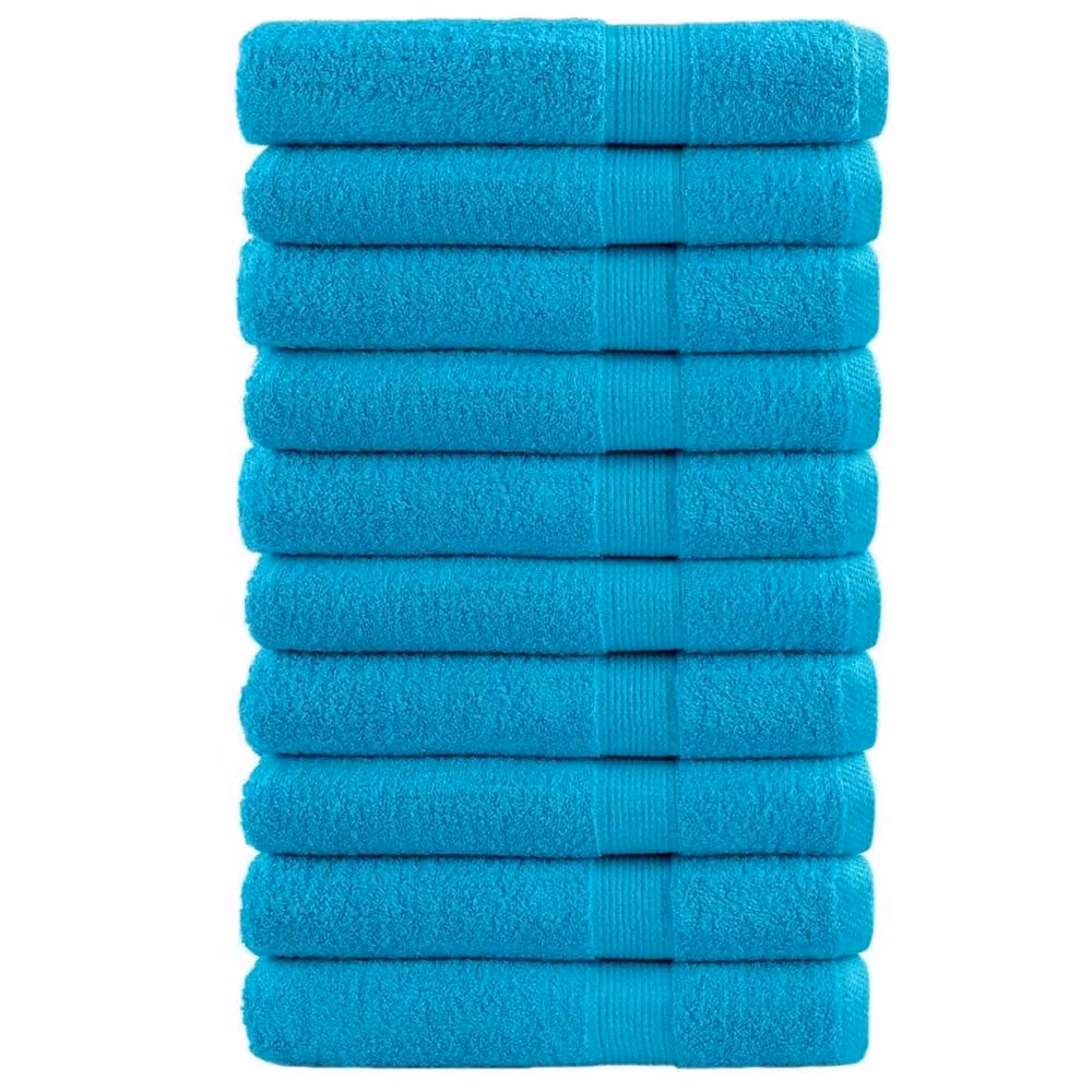 Berkfield Home SOLUND Premium Cotton Terry Towels, 10 Piece Set, Turquoise, W: 100 cm, L: 200 cm, 600 gsm – 1