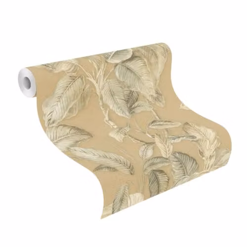 Rasch Boho Palm Leaf Textured Vinyl Wallpaper in Yellow – 2
