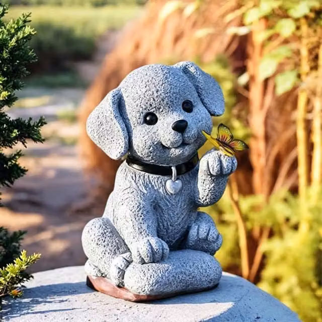 Quipulse Solar Puppy Butterfly Yard Decor Light in Grey – 1